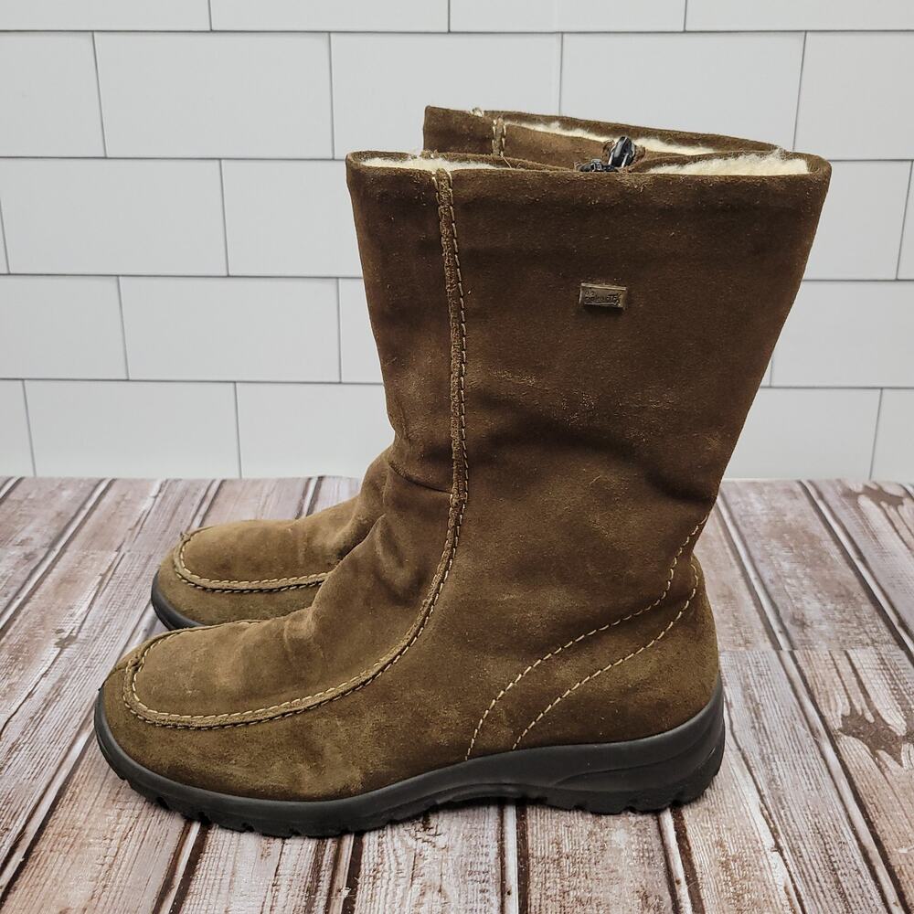 Rieker Tex Suede Shearling Winter Boots Brown Women's EU 40 US 9 Waterproof